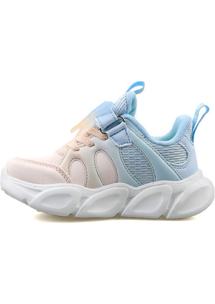 PK24 1830 Pudra Bebe Mavi Çocuk Günlük Işıklı Ayakkabı PK24-1830-PUDRA-BEBE-MAVI Renkli
