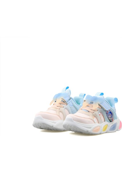 PK24 1830 Pudra Bebe Mavi Çocuk Günlük Işıklı Ayakkabı PK24-1830-PUDRA-BEBE-MAVI Renkli