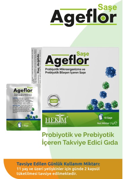 Ageflor Probiyotik ve Prebiyotik İçeren Saşe