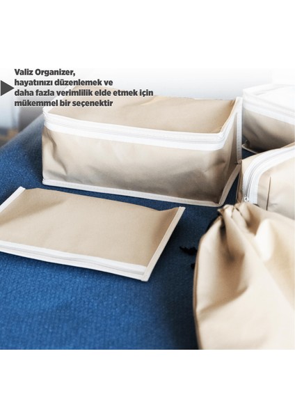Premium 7'li Karamel Valiz Düzenleyici Bavul Içi Organizer Set Seyahat Hurcu indirimleri