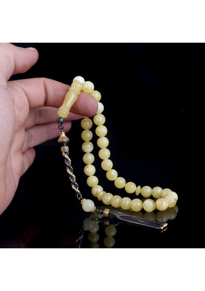 925 Ayar Çift Renk Gümüş Püsküllü 9.5 mm Damla Kehribar Tesbih fırsatları