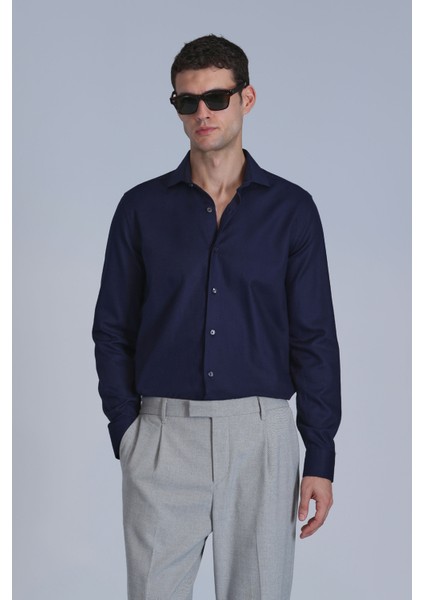 Wonder Erkek Basic Gömlek Comfort Fit Lacivert