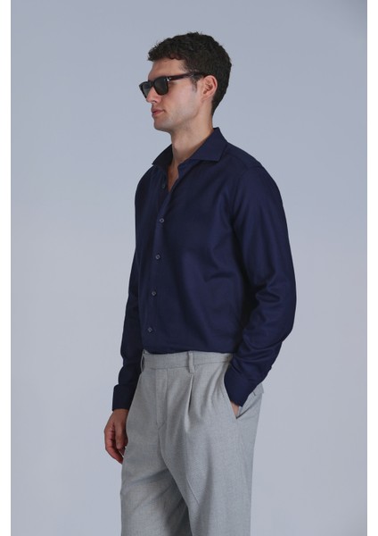 Wonder Erkek Basic Gömlek Comfort Fit Lacivert
