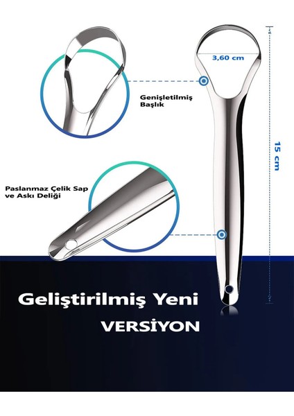 Dil Temizleyici Paslanmaz Çelik Ağız Bakım Fırçası Dil Plak Temizleme Dil Sıyırıcı Aparat