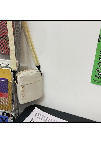 Hong Kong Tarzı Öğrenci Kanvas Çanta Kadın Küçük Siyah Çanta Crossbody Çanta Harajuku Kore Versiyonu Cep Telefonu Çantası Erkek ve Kadın Omuz Çantası (Yurt Dışından)