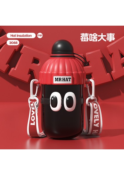 Yeni Şık Şapka Bardağı, Sevimli Stil, Internet Ünlüsü, Paslanmaz Çelik Pipetli Termos Bardak, Dış Mekan Taşınabilir Bardak (Yurt Dışından)