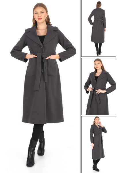 Sakine Kadın Spor Günlük Astarlı Örme Kaşe Kaban