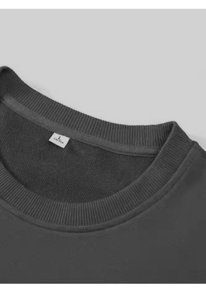 Erkek Believe Baskılı Oversize Bisiklet Yaka Sweatshirt