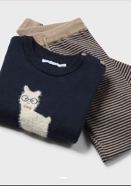 Erkek Bebek Örme Bere Kazak Pantolon 3'lü Set 2546