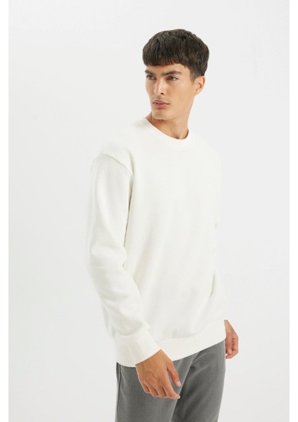 Oversize Geniş Kalıp Bisiklet Yaka Kalın Kumaş Basic Düz Sweatshirt T5139AZ24AU