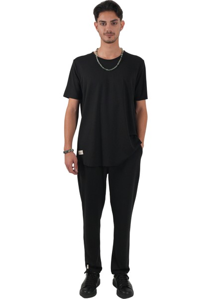 Erkek Basic Lastik Detay Fitilli Pantolon