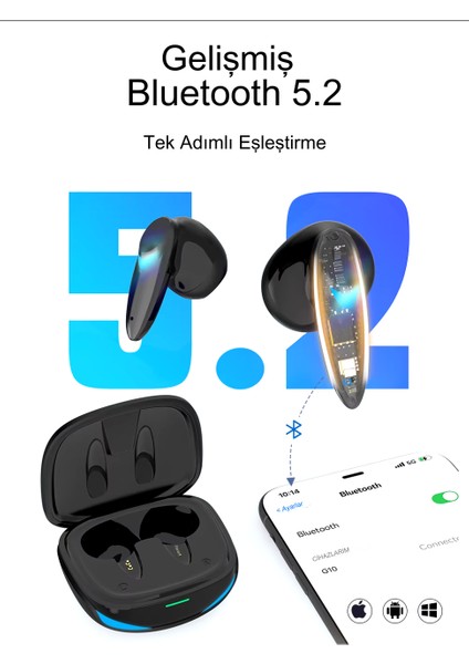 G10 Bt 5.2 Düşük Gecikmeli Kablosuz Dokunmatik Su Geçirmez Gaming Bluetooth Oyuncu Kulaklığı modelleri