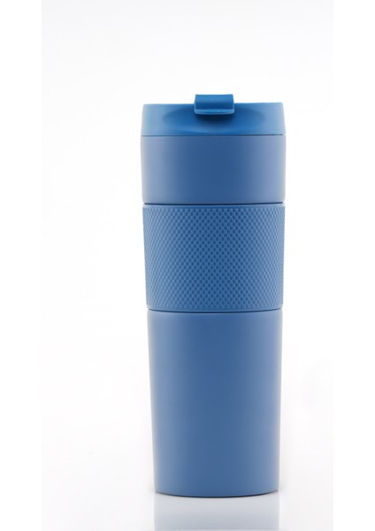 French Press Paslanmaz Çelik Termos (Mavi) 450 Ml.