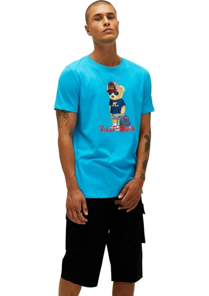 Bad Bear Bull Erkek Baskılı Bisiklet Yaka Tshirt 22.01.07.004