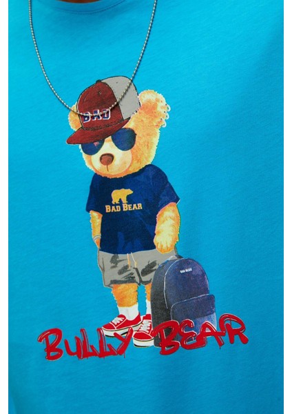 Bad Bear Bull Erkek Baskılı Bisiklet Yaka Tshirt 22.01.07.004