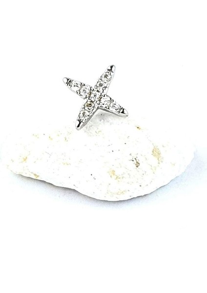 Zirkon Taş Detaylı Yıldız Figürlü 925AYAR Gümüş Tragus Helix Kikirdak Piercing modelleri