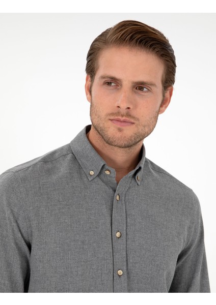 Erkek Gri Slim Fit Uzun Kollu Gömlek 50298570-VR024 fiyatları
