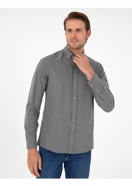 Erkek Gri Slim Fit Uzun Kollu Gömlek 50298570-VR024 modelleri