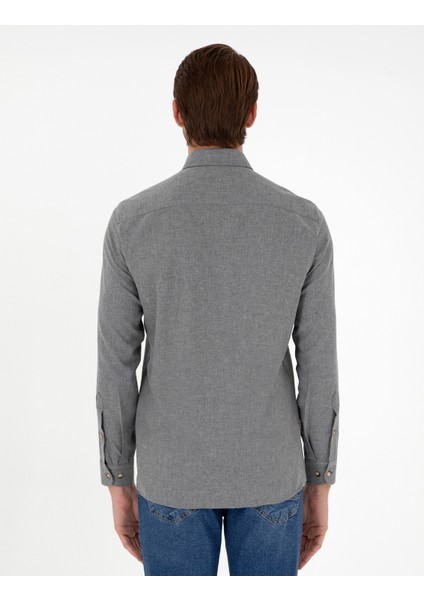 Erkek Gri Slim Fit Uzun Kollu Gömlek 50298570-VR024 indirimleri