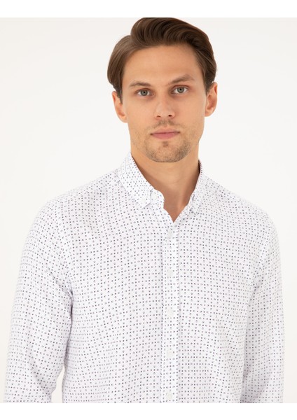 Erkek Indigo Slim Fit Uzun Kollu Gömlek 50292262-VR028