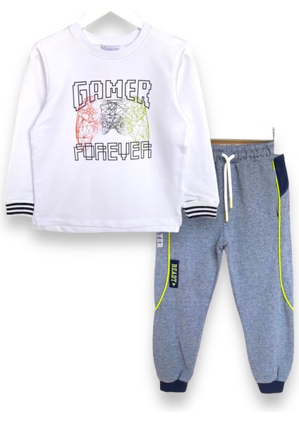 Gamer Forever Baskılı Regular Fit Erkek Çocuk Sweatshirt Takım