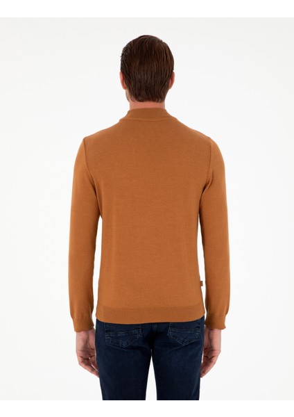 Erkek Kahverengi Slim Fit Yarım Balıkçı Yaka Basic Triko Kazak 50296614-VR163 indirimleri