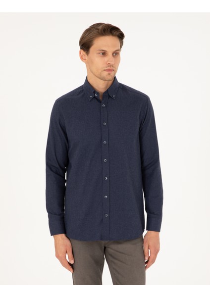 Erkek Lacivert Regular Fit Uzun Kollu Gömlek 50292106-VR033
