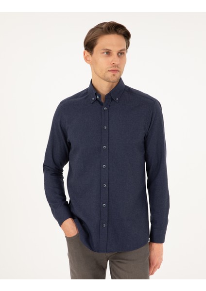 Erkek Lacivert Regular Fit Uzun Kollu Gömlek 50292106-VR033