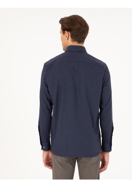 Erkek Lacivert Regular Fit Uzun Kollu Gömlek 50292106-VR033