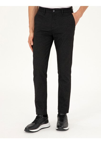 Erkek Siyah Slim Fit Kanvas Pantolon 50292346-VR046