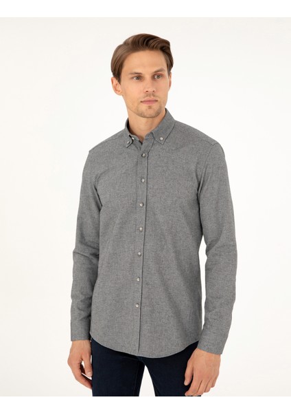 Erkek Gri Slim Fit Uzun Kollu Gömlek 50293756-VR024 modelleri