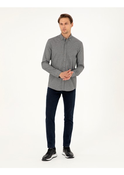 Erkek Gri Slim Fit Uzun Kollu Gömlek 50293756-VR024 fırsatları