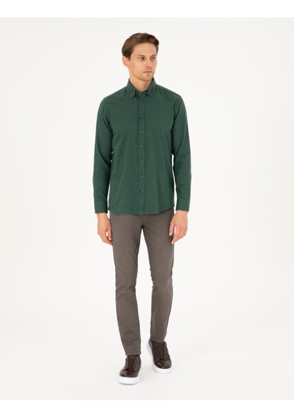 Erkek Yeşil Regular Fit Uzun Kollu Gömlek 50292106-VR054