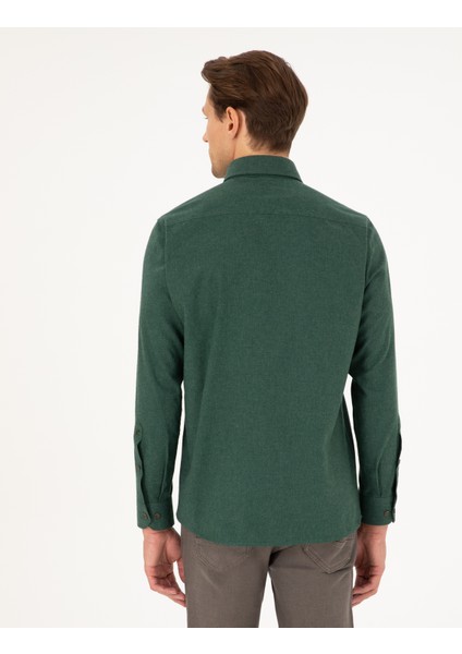 Erkek Yeşil Regular Fit Uzun Kollu Gömlek 50292106-VR054
