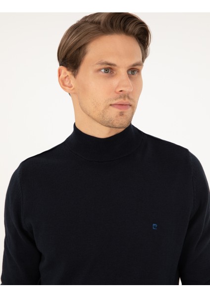 Erkek Lacivert Slim Fit Yarım Balıkçı Yaka Basic Triko Kazak 50296614-VR033 fiyatları