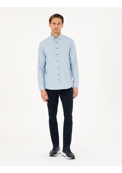 Erkek Mavi Regular Fit Uzun Kollu Gömlek 50292106-VR036