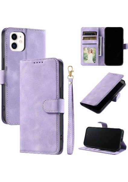 IPhone 11 Için Flip Case Cüzdan Kart Yuvaları Manyetik Bilek Kayışı Pu Deri (Yurt Dışından)