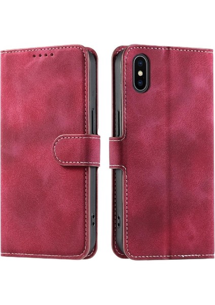 IPhone Xs Max Manyetik Cüzdan Kart Yuvaları Için Flip Case Bilek Kayışı Pu (Yurt Dışından)