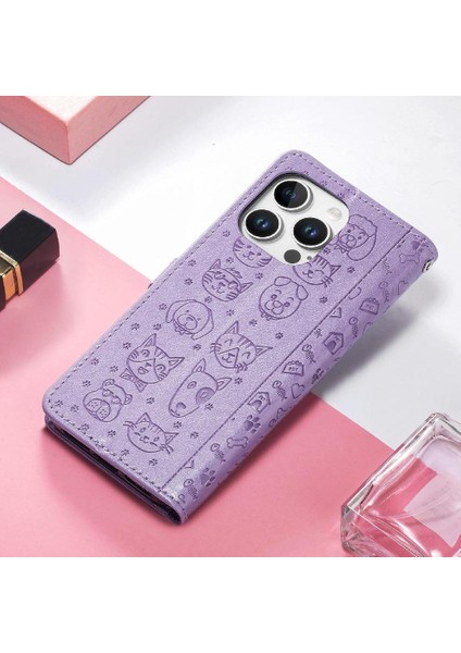 IPhone 16 Için Kılıf Pro Max Kısa Kayış Darbeye Karikatür Hayvanlar Flip (Yurt Dışından)