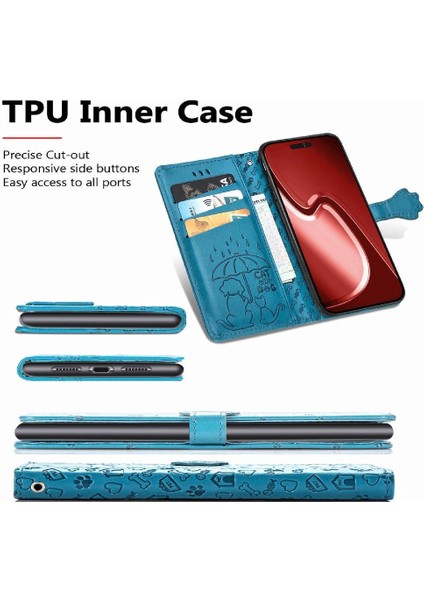 IPhone 16 Için Kılıf Pro Kapak Kapak Kısa Kayış Darbeye Deri Kılıf (Yurt Dışından)