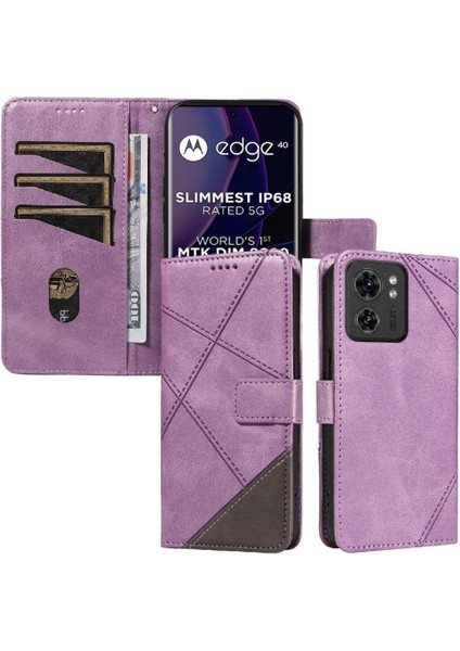 Motorola Kenar 40 5g Deri Telefon Koruma Kılıfı ve Kart Için Flip Case (Yurt Dışından)