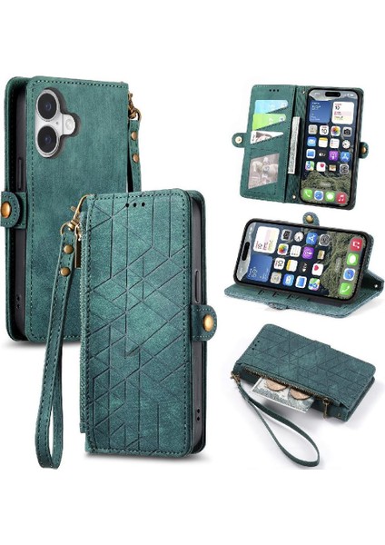 Iphone 16 Için Flip Case Artı Darbeye Deri Kılıf Cüzdan Kapak Çevirin (Yurt Dışından)