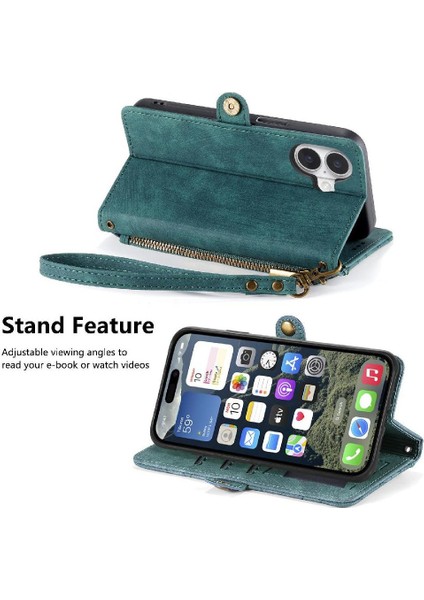 Iphone 16 Için Flip Case Artı Darbeye Deri Kılıf Cüzdan Kapak Çevirin (Yurt Dışından)