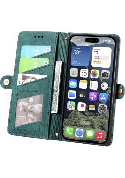 Iphone 16 Için Flip Case Artı Darbeye Deri Kılıf Cüzdan Kapak Çevirin (Yurt Dışından)