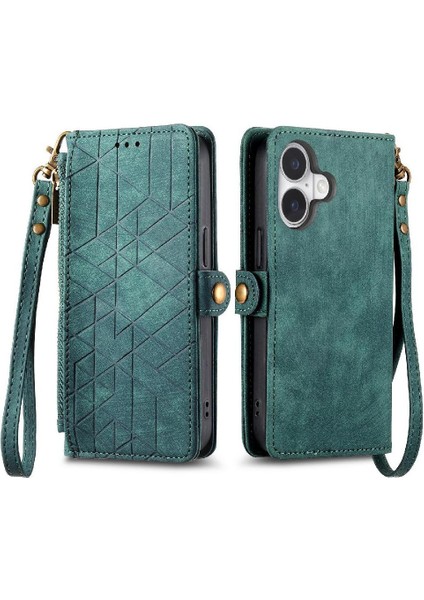 Iphone 16 Için Flip Case Artı Darbeye Deri Kılıf Cüzdan Kapak Çevirin (Yurt Dışından)