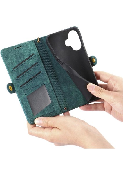 Iphone 16 Için Flip Case Artı Darbeye Deri Kılıf Cüzdan Kapak Çevirin (Yurt Dışından)