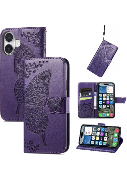 Iphone 16 Için Kılıf Artı Iş Kelebek Cüzdan Çok Renkli Kanat (Yurt Dışından)