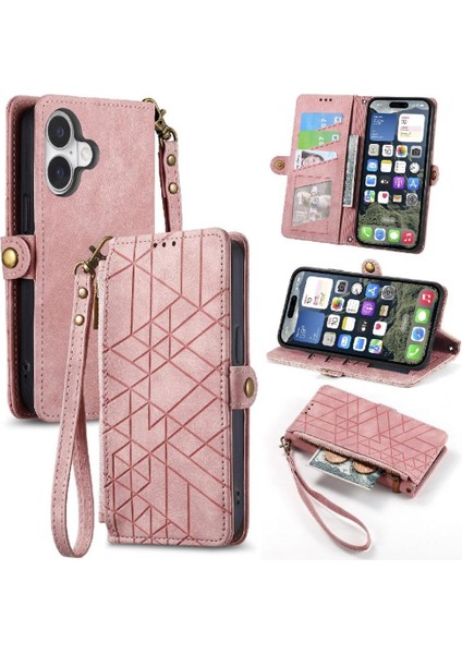 Iphone 16 Için Flip Case Darbeye Basit Iş Deri Kılıf Flip (Yurt Dışından)