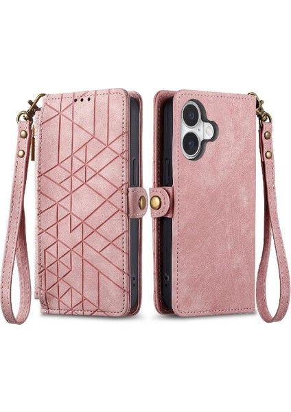 Iphone 16 Için Flip Case Darbeye Basit Iş Deri Kılıf Flip (Yurt Dışından)