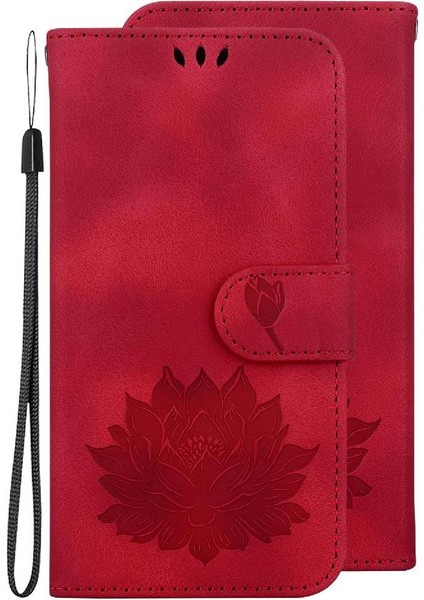 Samsung Galaxy S24 Ultra Kabartma Lotus Çiçek Cüzdan Için Flip Case (Yurt Dışından)